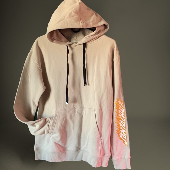 Santa Cruz Small Hooded Pullover Sweater Flamed Not A Dot Fog Gold Fire - Picture 10 of 12